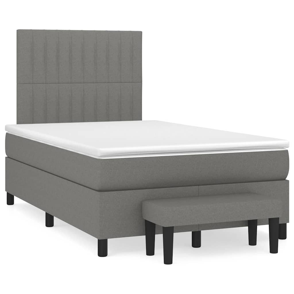 vidaXL Κρεβάτι Boxspring με Στρώμα Σκούρο Γκρι 120x190 εκ Υφασμάτινο