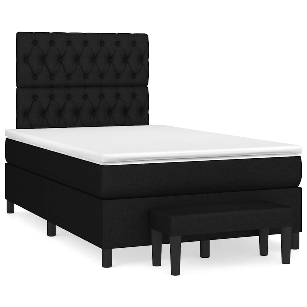 vidaXL Κρεβάτι Boxspring με Στρώμα Μαύρο 120x190 εκ. Υφασμάτινο