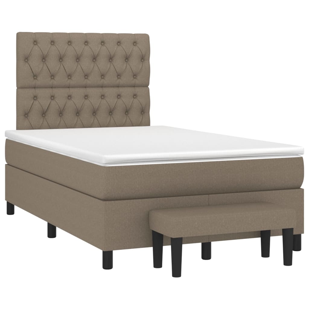 vidaXL Κρεβάτι Boxspring με Στρώμα Taupe 120x190 εκ. Υφασμάτινο