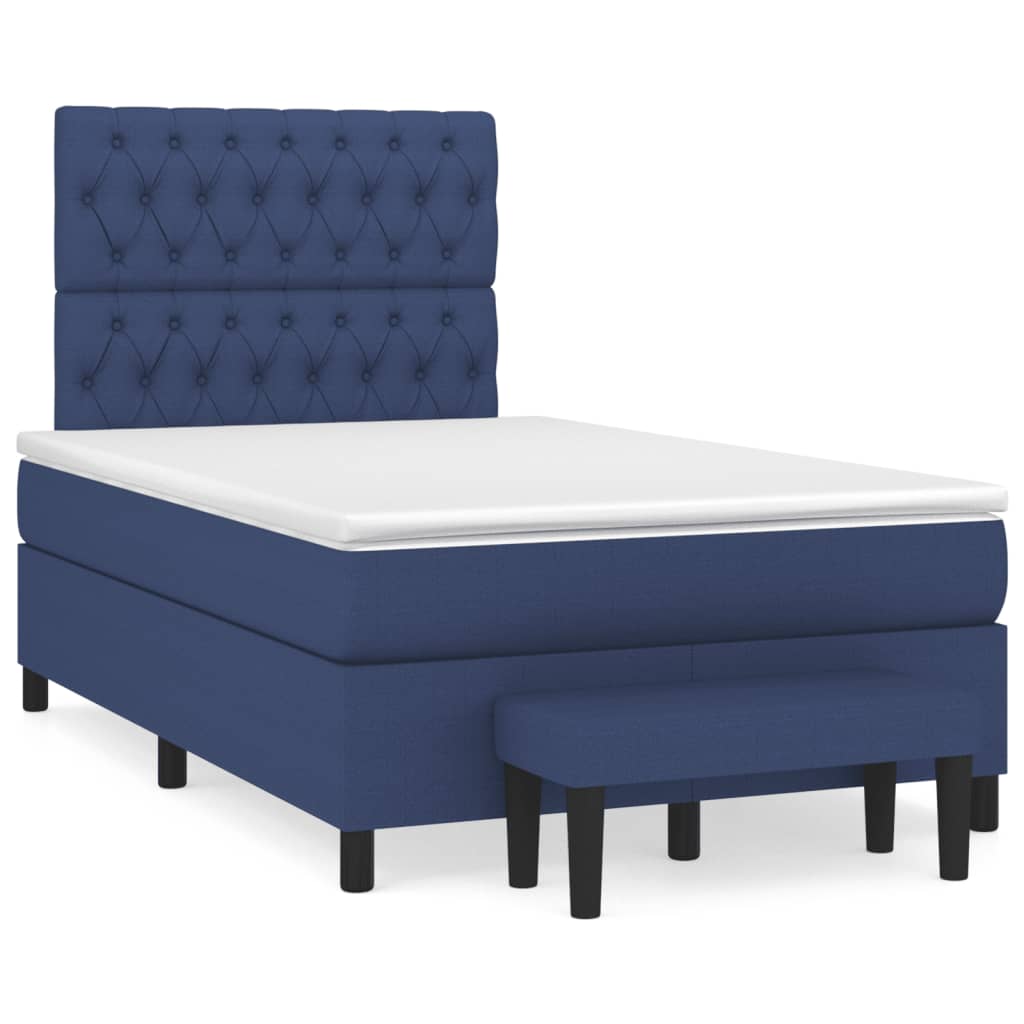 vidaXL Κρεβάτι Boxspring με Στρώμα Μπλε 120x190 εκ. Υφασμάτινο