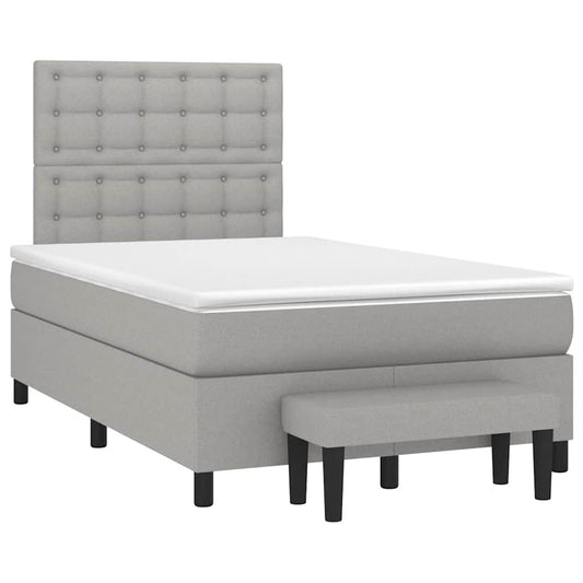 vidaXL Κρεβάτι Boxspring με Στρώμα Ανοιχτό Γκρι 120x190 εκ. Υφασμάτινο