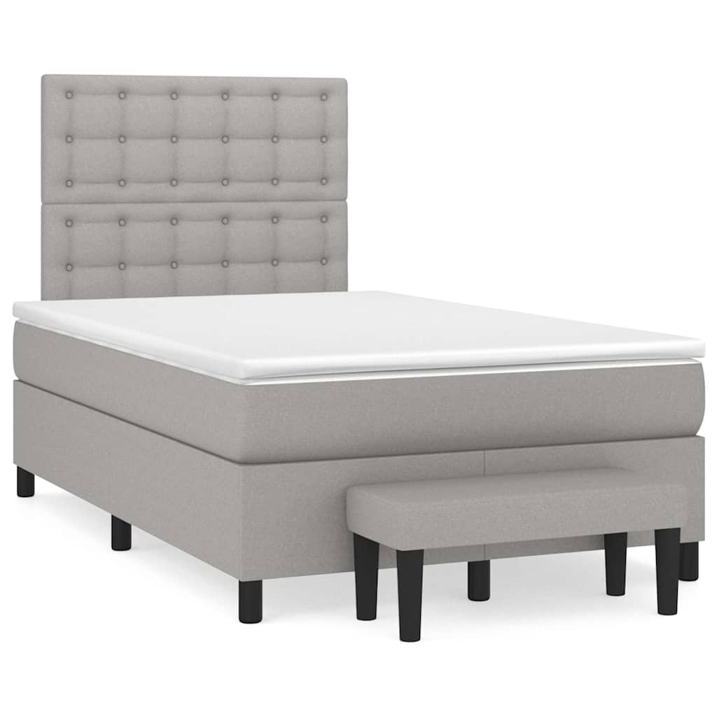 vidaXL Κρεβάτι Boxspring με Στρώμα Ανοιχτό Γκρι 120x190 εκ. Υφασμάτινο