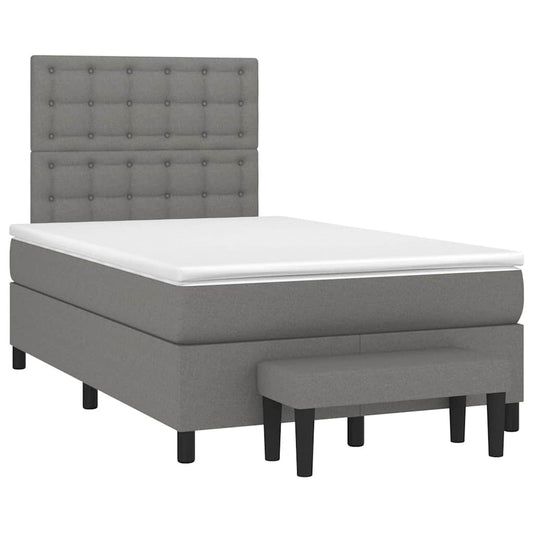 vidaXL Κρεβάτι Boxspring με Στρώμα Σκούρο Γκρι 120x190 εκ Υφασμάτινο