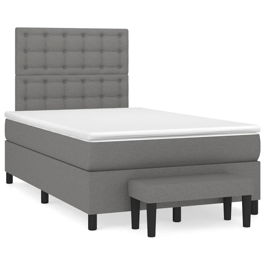 vidaXL Κρεβάτι Boxspring με Στρώμα Σκούρο Γκρι 120x190 εκ Υφασμάτινο