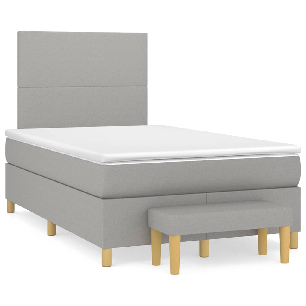 vidaXL Κρεβάτι Boxspring με Στρώμα Ανοιχτό Γκρι 120x190 εκ. Υφασμάτινο
