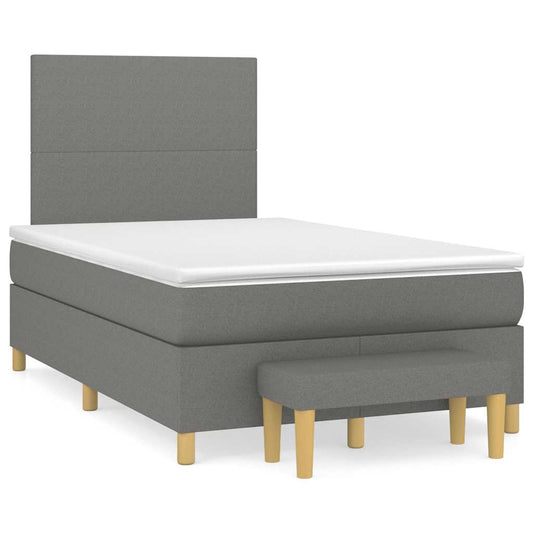 vidaXL Κρεβάτι Boxspring με Στρώμα Σκούρο Γκρι 120x190 εκ Υφασμάτινο