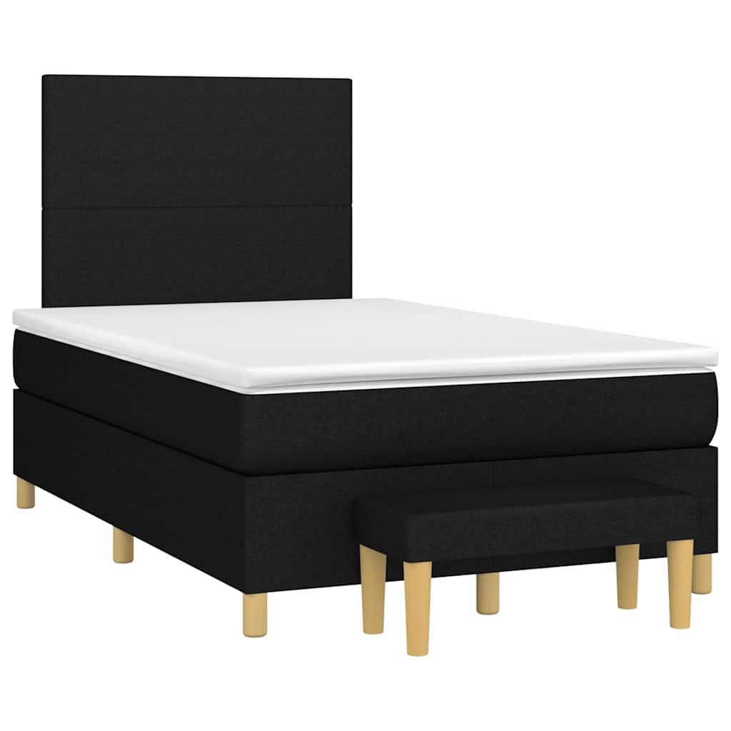 vidaXL Κρεβάτι Boxspring με Στρώμα Μαύρο 120x190 εκ. Υφασμάτινο