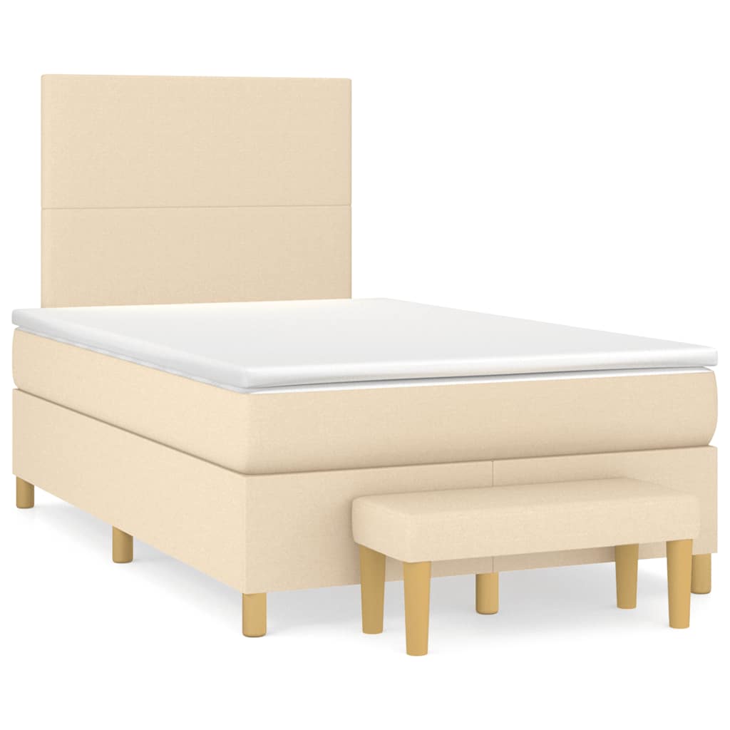 vidaXL Κρεβάτι Boxspring με Στρώμα Κρεμ 120x190 εκ. Υφασμάτινο