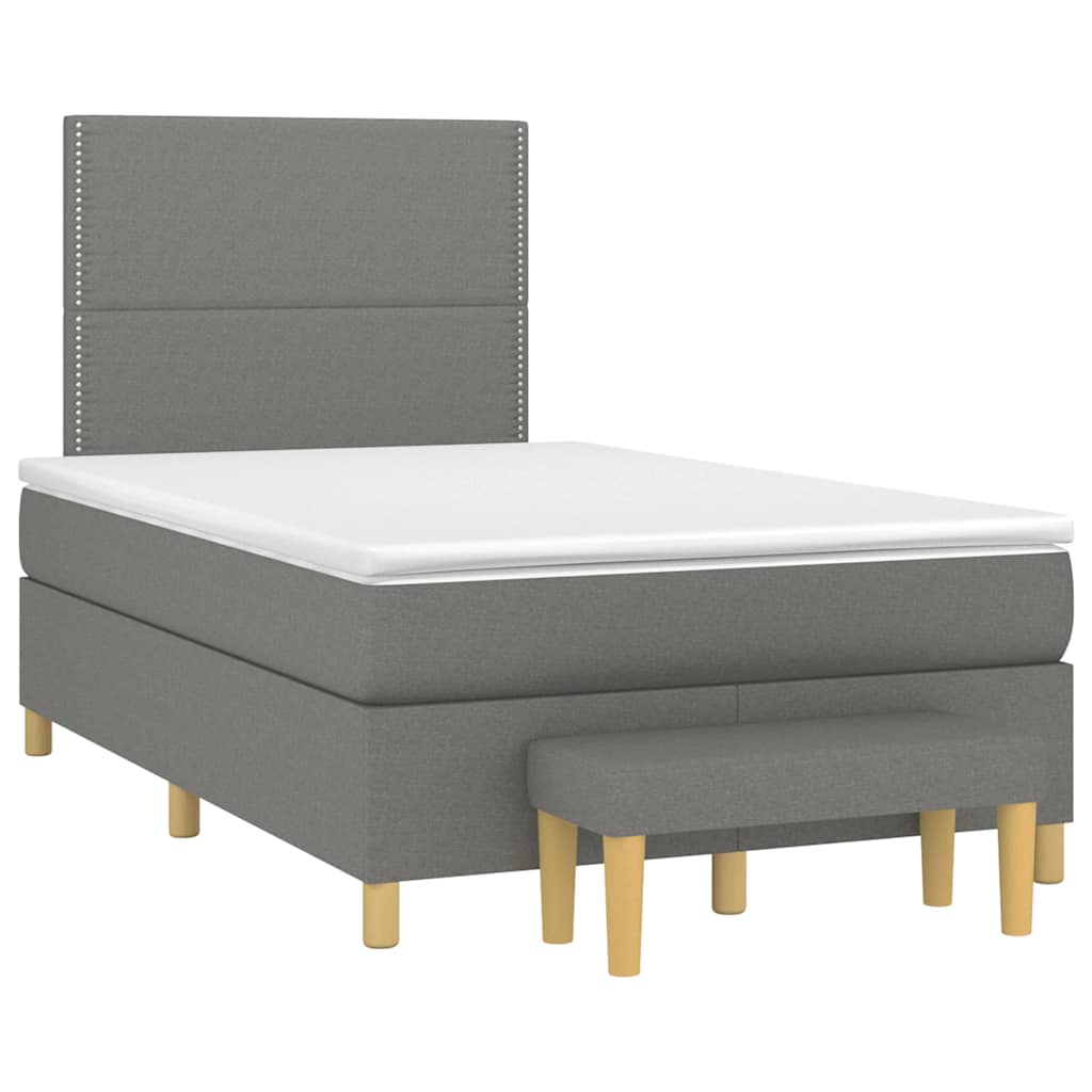 vidaXL Κρεβάτι Boxspring με Στρώμα Σκούρο Γκρι 120x190 εκ Υφασμάτινο