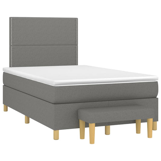 vidaXL Κρεβάτι Boxspring με Στρώμα Σκούρο Γκρι 120x190 εκ Υφασμάτινο
