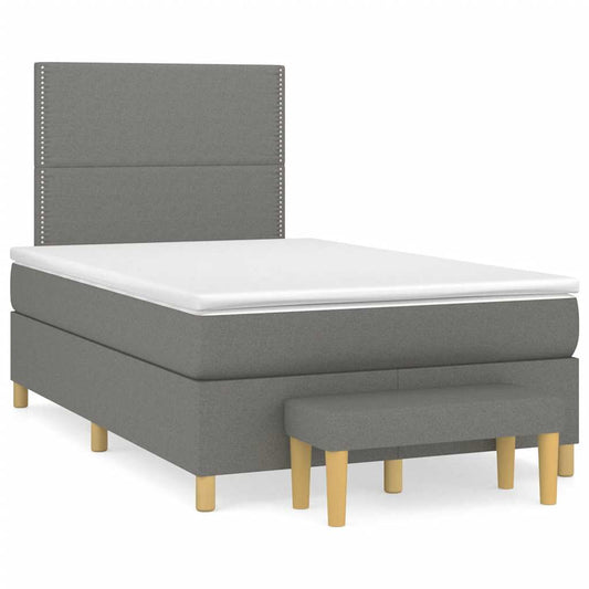vidaXL Κρεβάτι Boxspring με Στρώμα Σκούρο Γκρι 120x190 εκ Υφασμάτινο