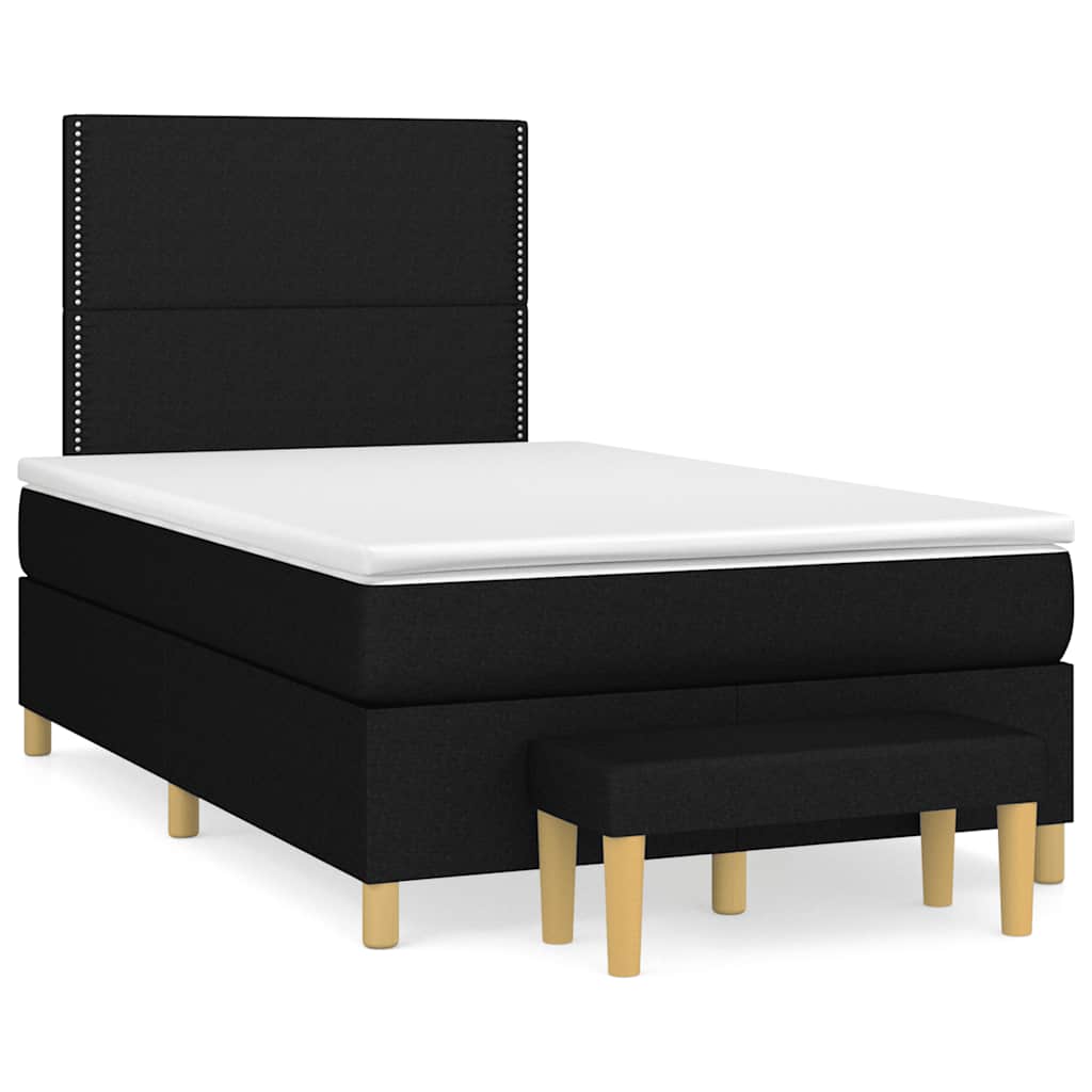 vidaXL Κρεβάτι Boxspring με Στρώμα Μαύρο 120x190 εκ. Υφασμάτινο