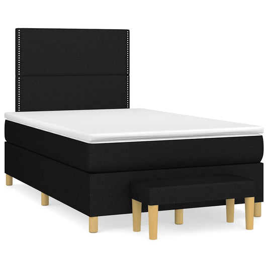 vidaXL Κρεβάτι Boxspring με Στρώμα Μαύρο 120x190 εκ. Υφασμάτινο