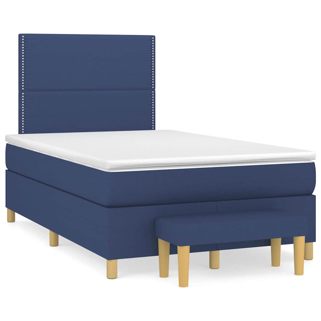 vidaXL Κρεβάτι Boxspring με Στρώμα Μπλε 120x190 εκ. Υφασμάτινο