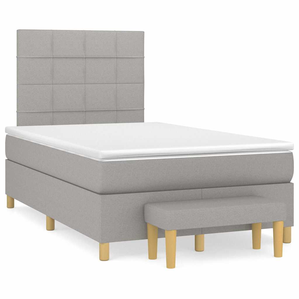 vidaXL Κρεβάτι Boxspring με Στρώμα Ανοιχτό Γκρι 120x190 εκ. Υφασμάτινο