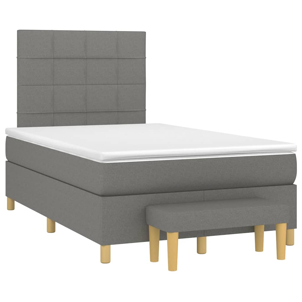 vidaXL Κρεβάτι Boxspring με Στρώμα Σκούρο Γκρι 120x190 εκ Υφασμάτινο