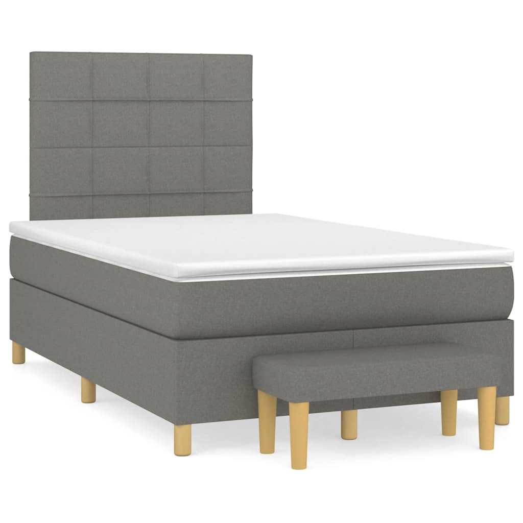vidaXL Κρεβάτι Boxspring με Στρώμα Σκούρο Γκρι 120x190 εκ Υφασμάτινο
