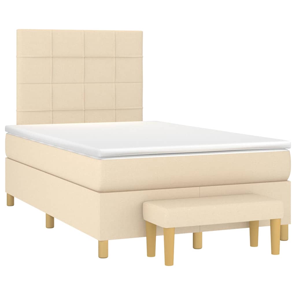 vidaXL Κρεβάτι Boxspring με Στρώμα Κρεμ 120x190 εκ. Υφασμάτινο