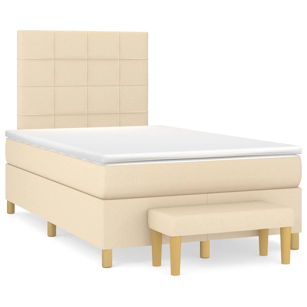 vidaXL Κρεβάτι Boxspring με Στρώμα Κρεμ 120x190 εκ. Υφασμάτινο