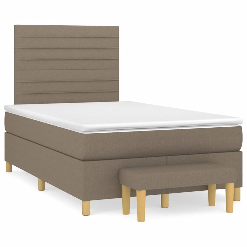 vidaXL Κρεβάτι Boxspring με Στρώμα Taupe 120x190 εκ. Υφασμάτινο