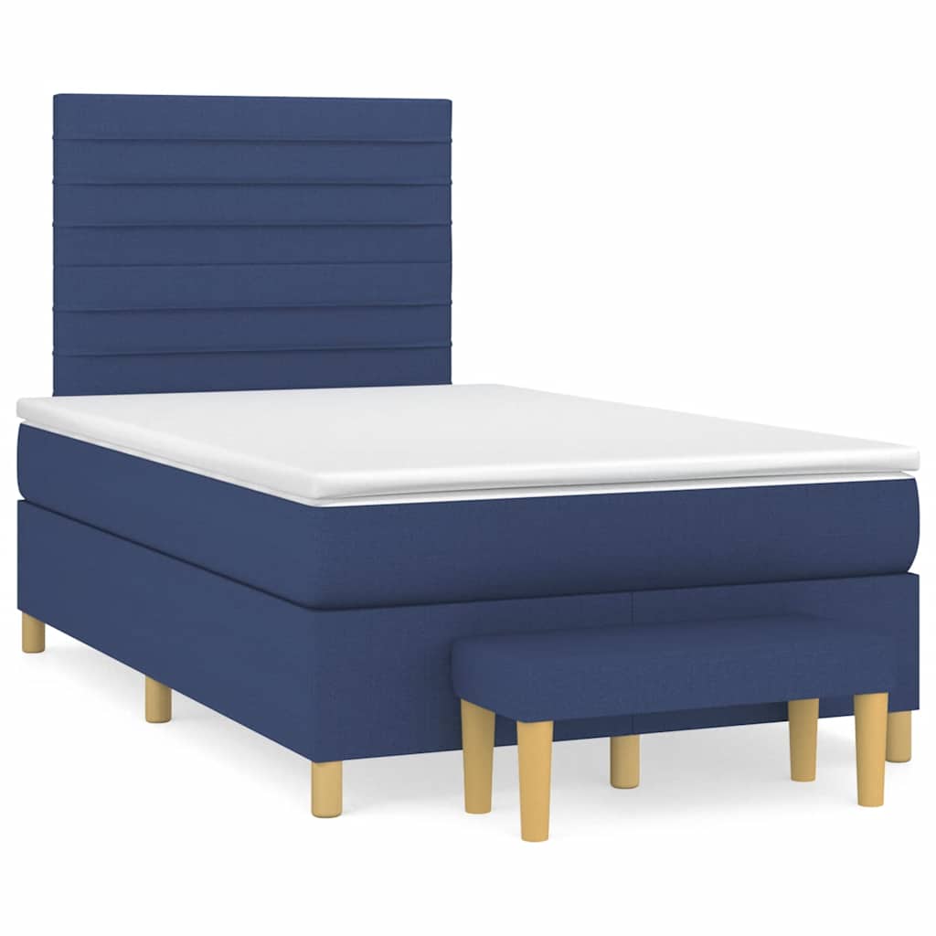 vidaXL Κρεβάτι Boxspring με Στρώμα Μπλε 120x190 εκ. Υφασμάτινο