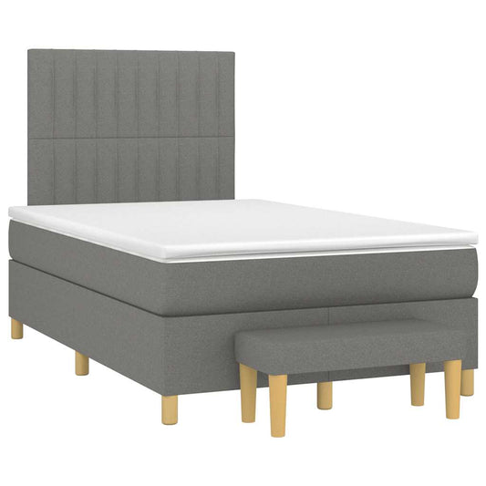 vidaXL Κρεβάτι Boxspring με Στρώμα Σκούρο Γκρι 120x190 εκ Υφασμάτινο