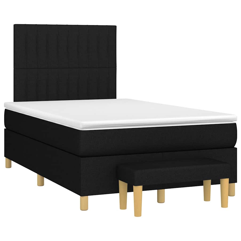 vidaXL Κρεβάτι Boxspring με Στρώμα Μαύρο 120x190 εκ. Υφασμάτινο