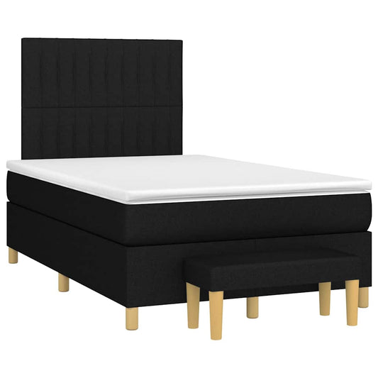 vidaXL Κρεβάτι Boxspring με Στρώμα Μαύρο 120x190 εκ. Υφασμάτινο