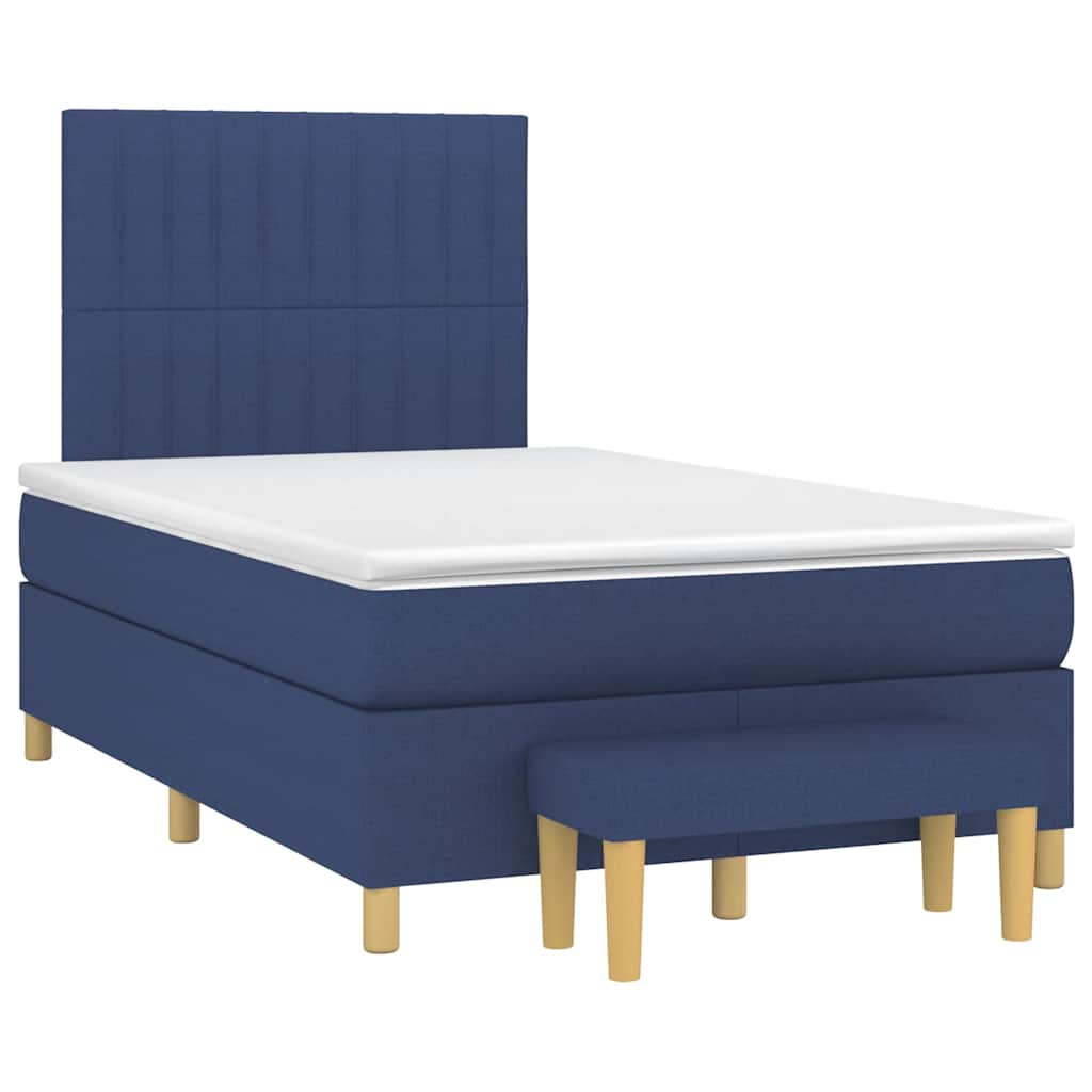 vidaXL Κρεβάτι Boxspring με Στρώμα Μπλε 120x190 εκ. Υφασμάτινο