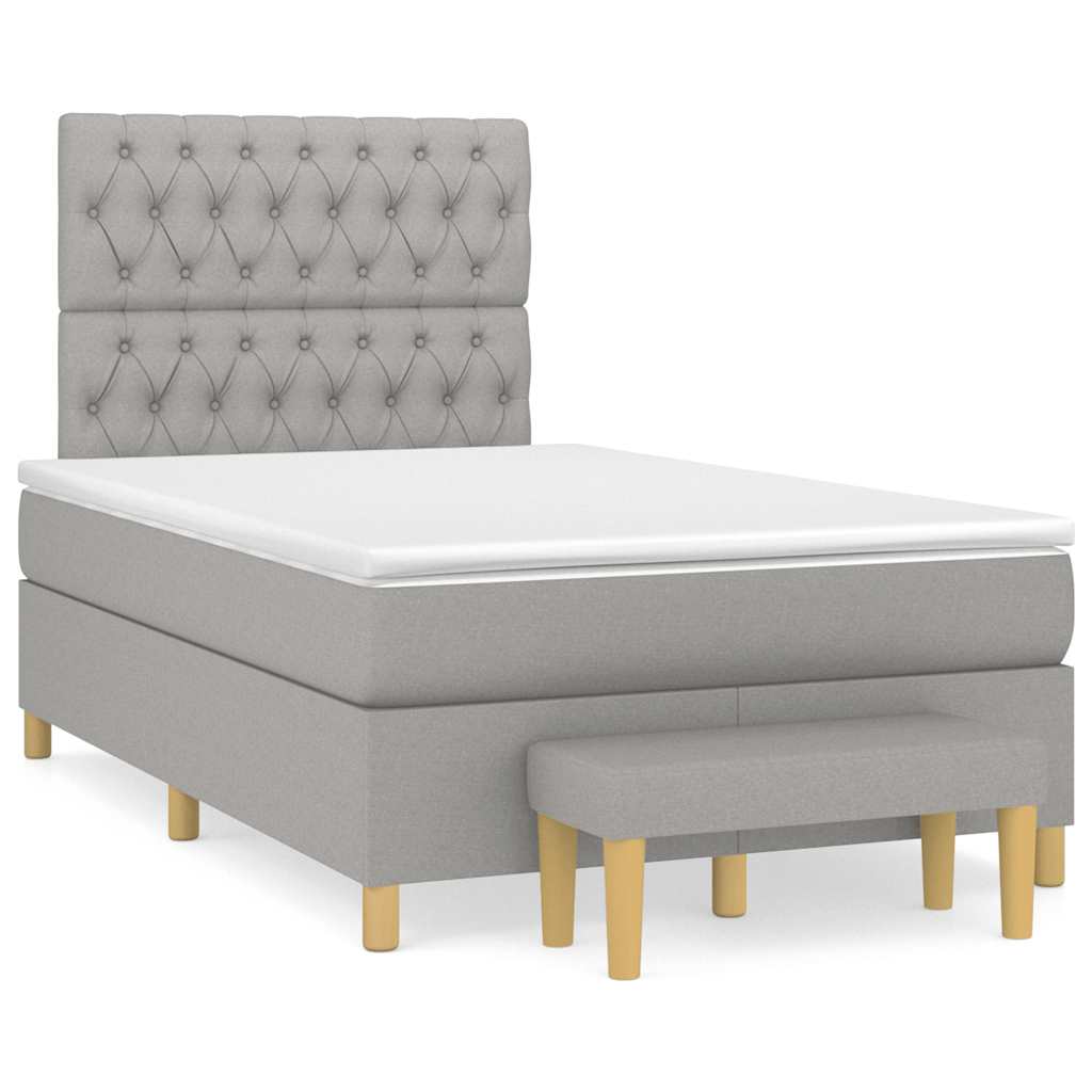 vidaXL Κρεβάτι Boxspring με Στρώμα Ανοιχτό Γκρι 120x190 εκ. Υφασμάτινο