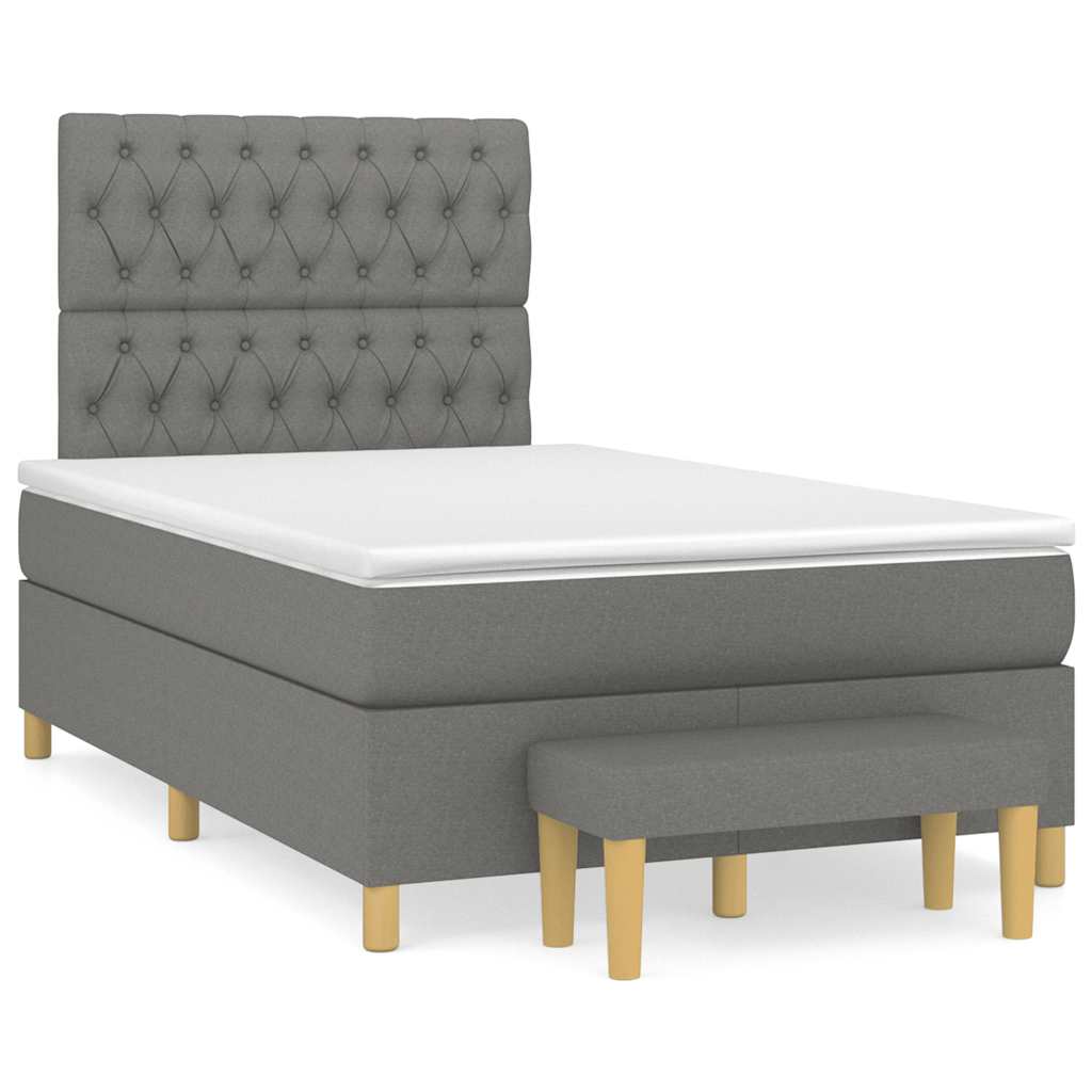vidaXL Κρεβάτι Boxspring με Στρώμα Σκούρο Γκρι 120x190 εκ Υφασμάτινο