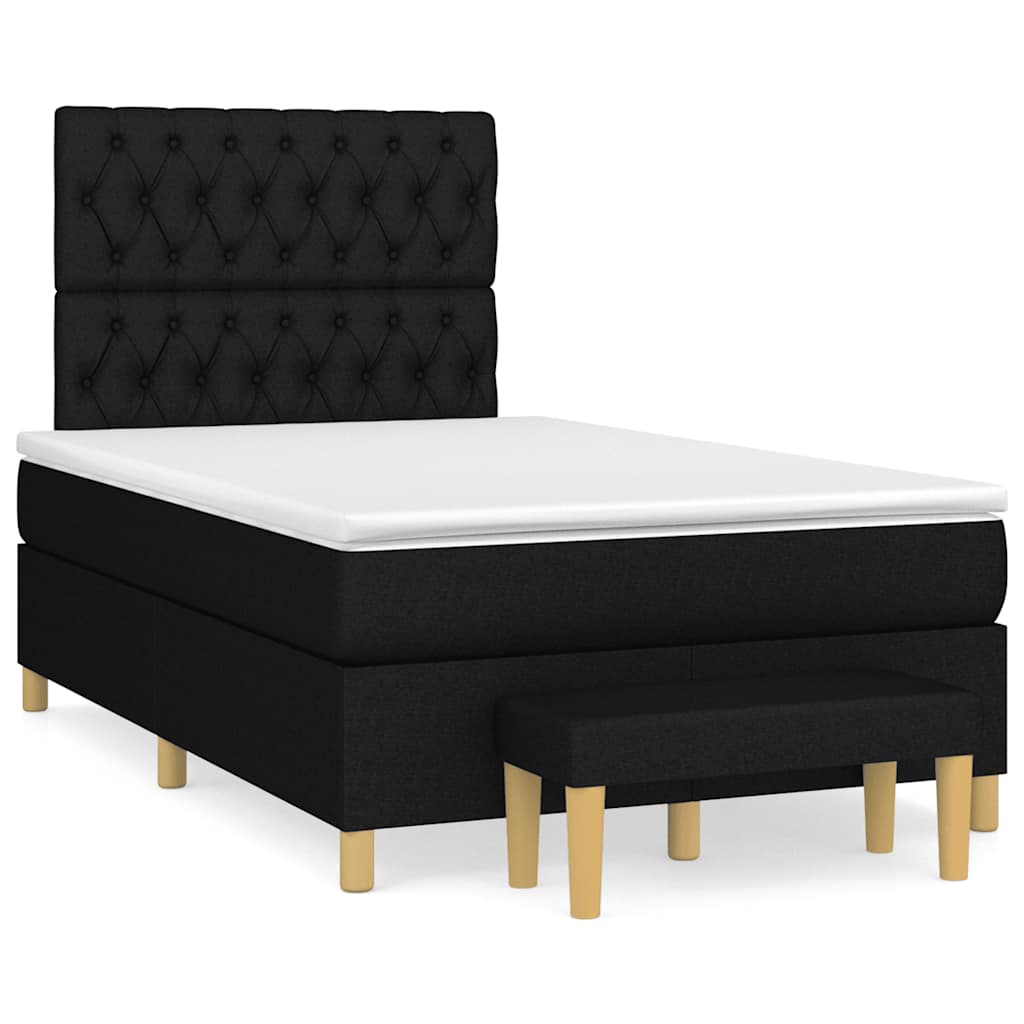 vidaXL Κρεβάτι Boxspring με Στρώμα Μαύρο 120x190 εκ. Υφασμάτινο