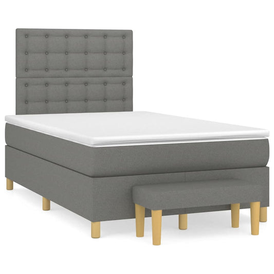 vidaXL Κρεβάτι Boxspring με Στρώμα Σκούρο Γκρι 120x190 εκ Υφασμάτινο