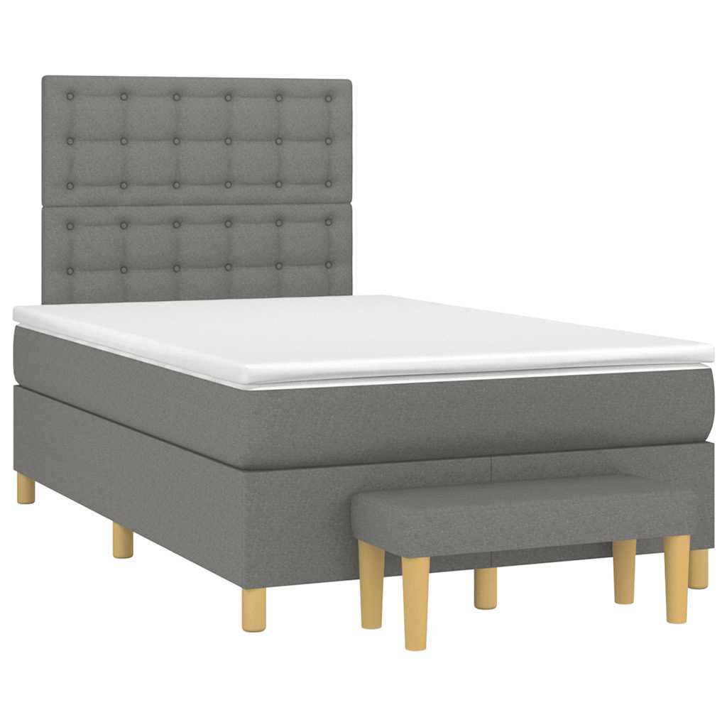 vidaXL Κρεβάτι Boxspring με Στρώμα Σκούρο Γκρι 120x190 εκ Υφασμάτινο