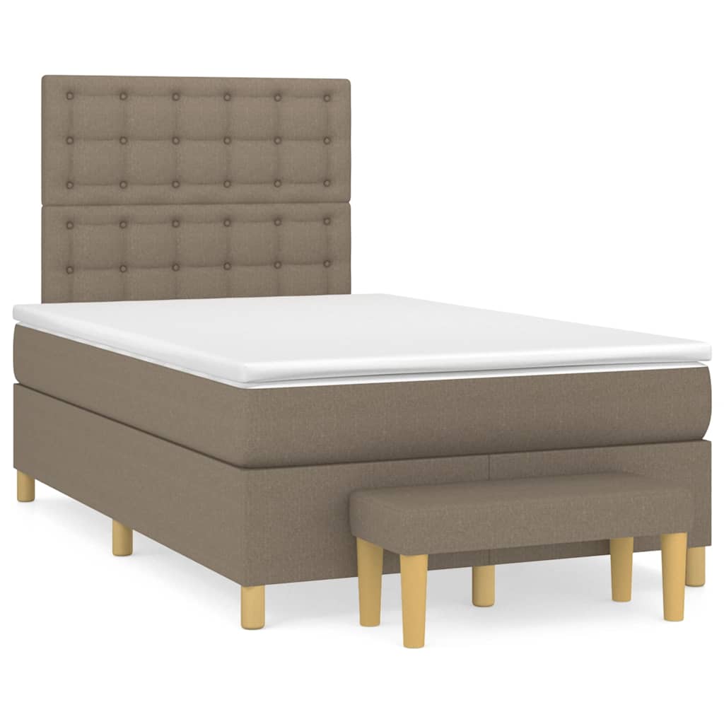 vidaXL Κρεβάτι Boxspring με Στρώμα Taupe 120x190 εκ. Υφασμάτινο
