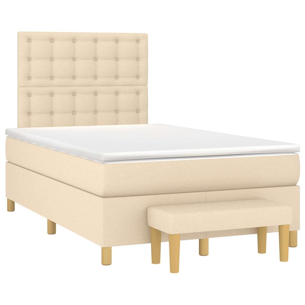 vidaXL Κρεβάτι Boxspring με Στρώμα Κρεμ 120x190 εκ. Υφασμάτινο