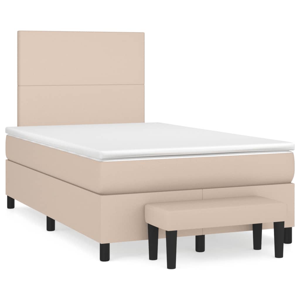 vidaXL Κρεβάτι Boxspring με Στρώμα Καπουτσίνο 120x190εκ.από Συνθ.Δέρμα
