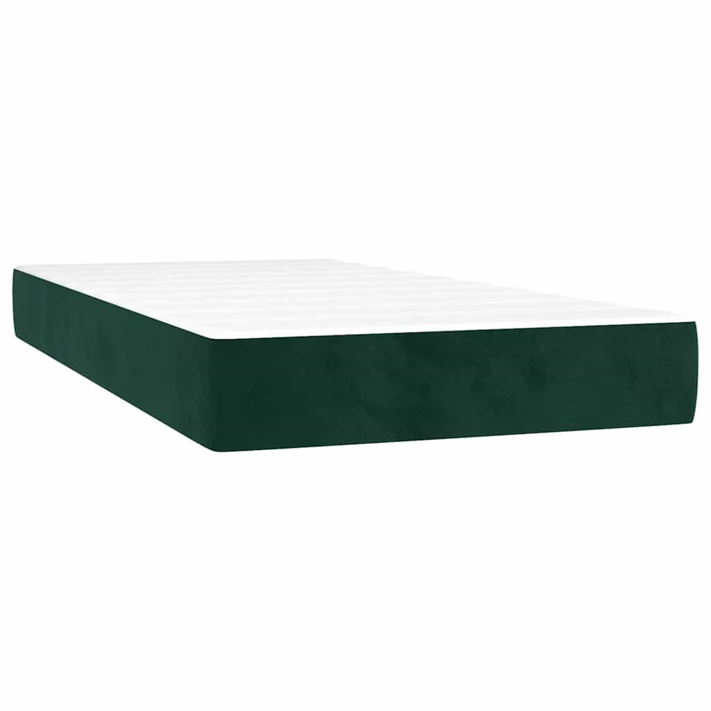 vidaXL Κρεβάτι Boxspring με Στρώμα Σκούρο Πράσινο 120x190εκ. Βελούδινο