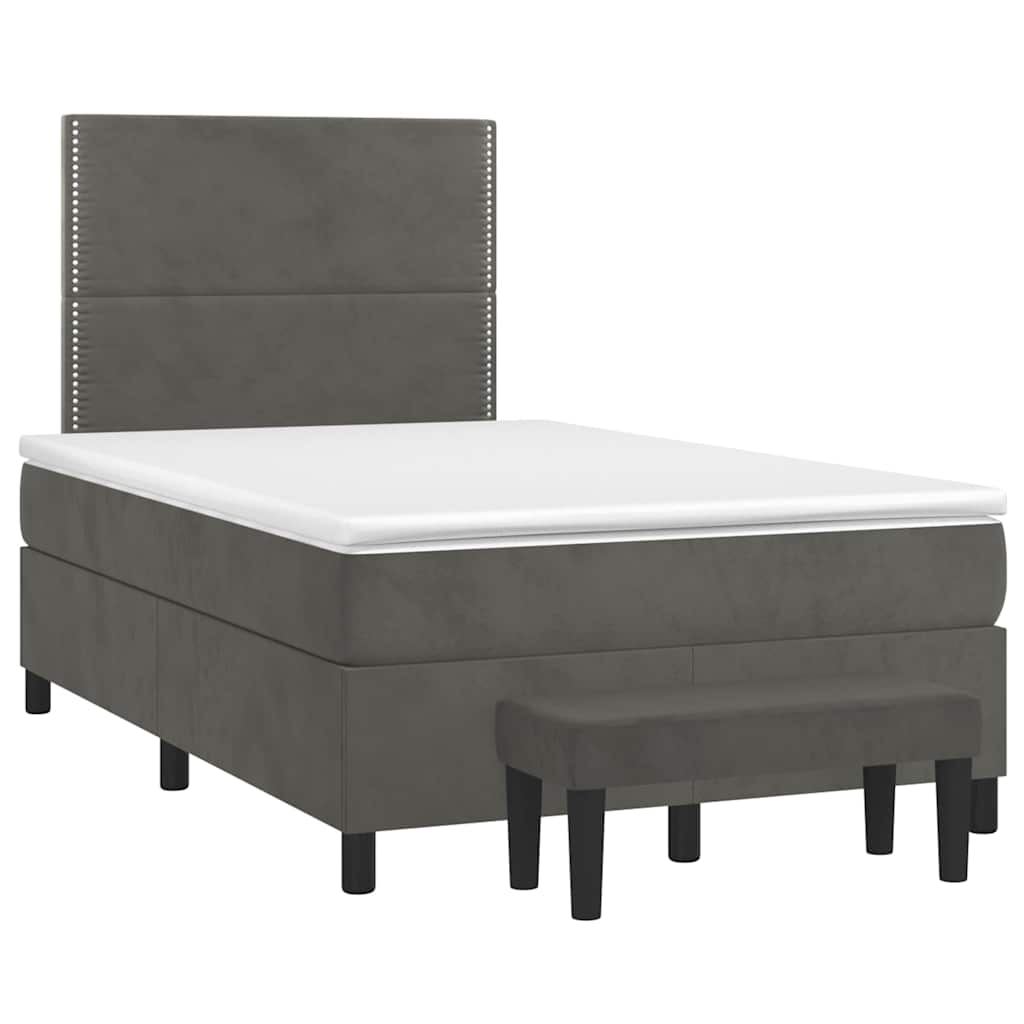 vidaXL Κρεβάτι Boxspring με Στρώμα Σκούρο Γκρι 120x190 εκ. Βελούδινο