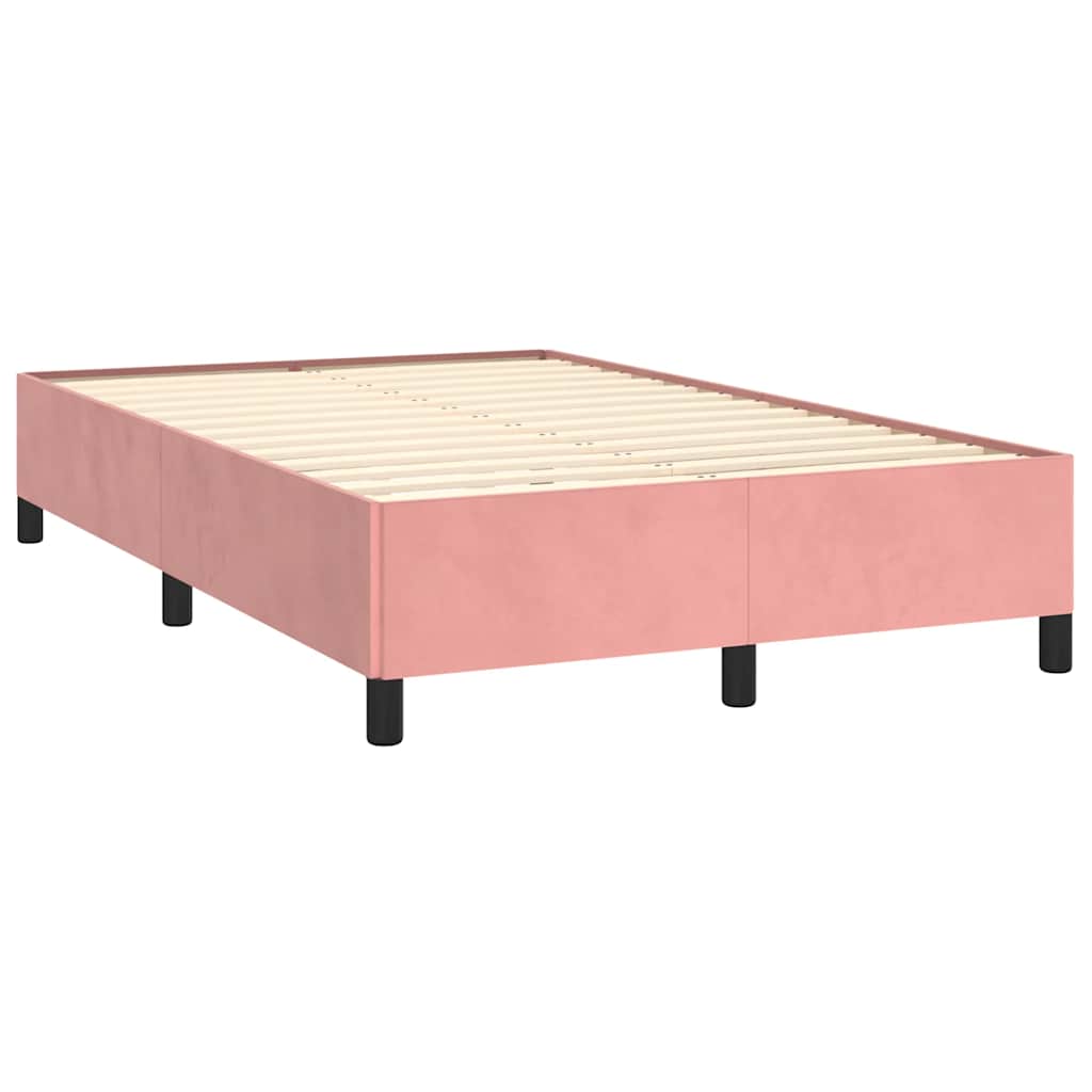 vidaXL Κρεβάτι Boxspring με Στρώμα Ροζ 120x190 εκ. Βελούδινο