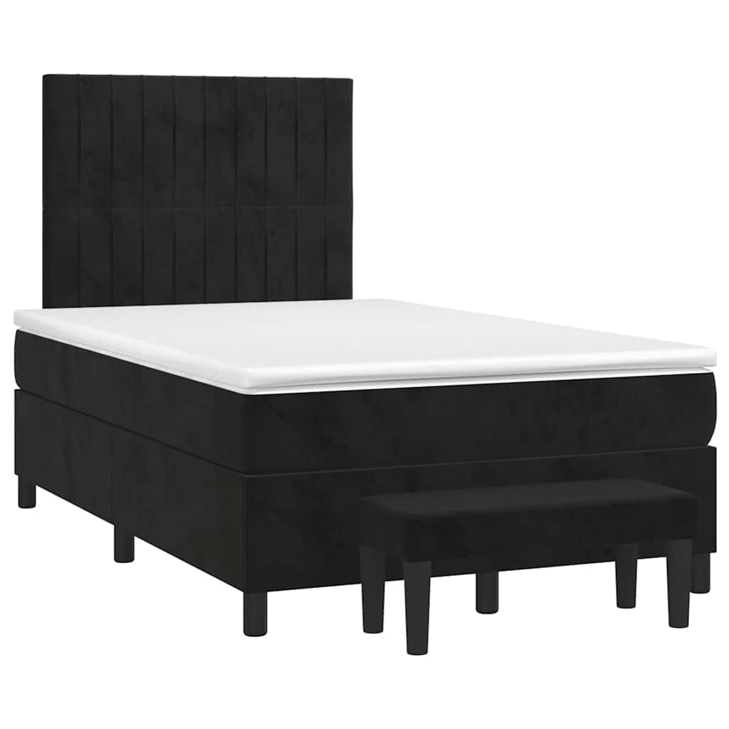 vidaXL Κρεβάτι Boxspring με Στρώμα Μαύρο 120x190 εκ. Βελούδινο