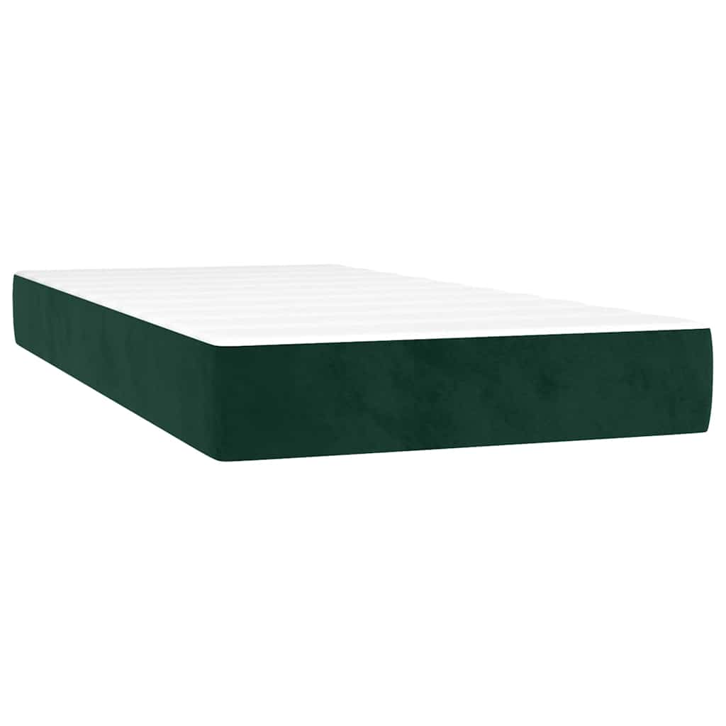 vidaXL Κρεβάτι Boxspring με Στρώμα Σκούρο Πράσινο 120x190εκ. Βελούδινο