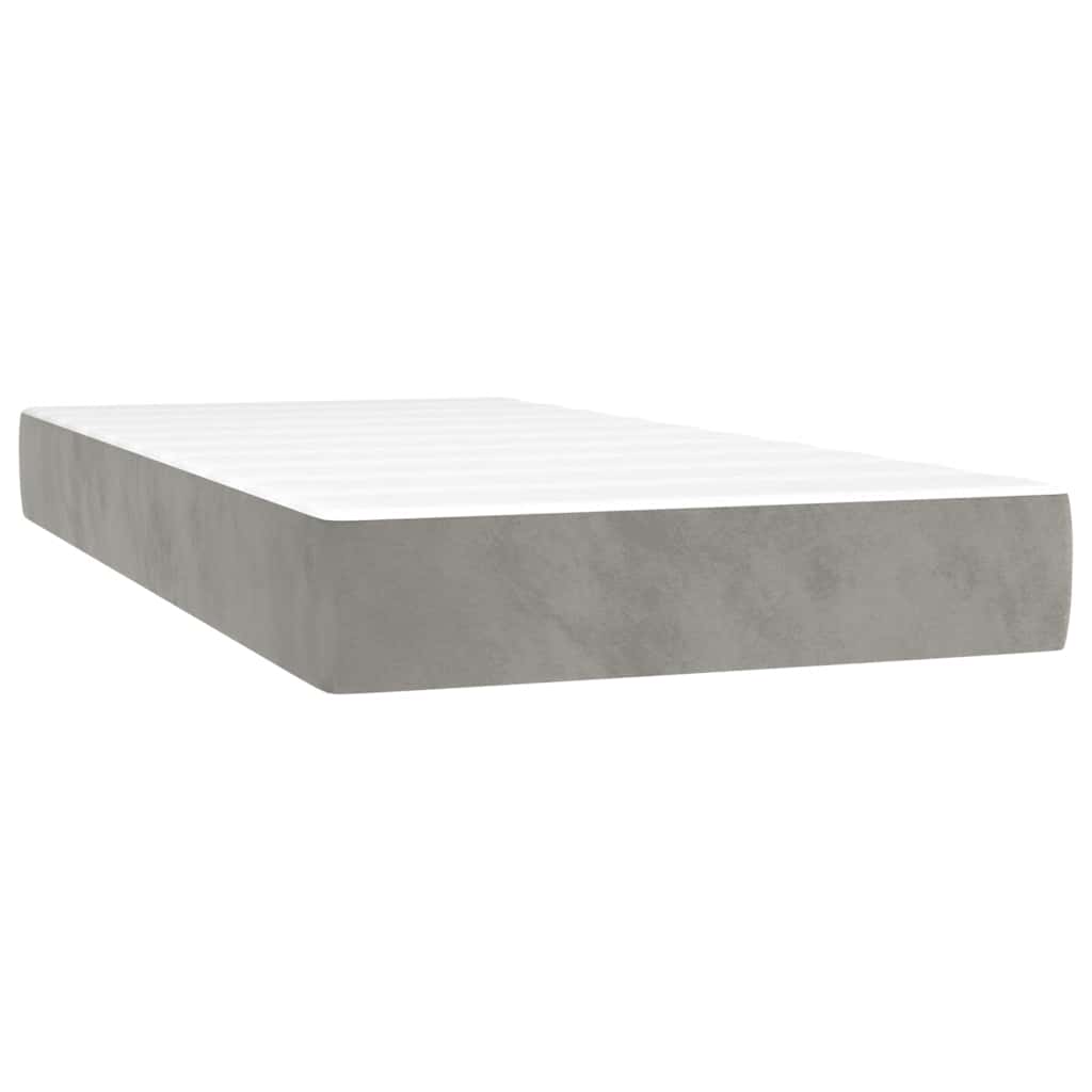 vidaXL Κρεβάτι Boxspring με Στρώμα Ανοιχτό Γκρι 120x190 εκ. Βελούδινο