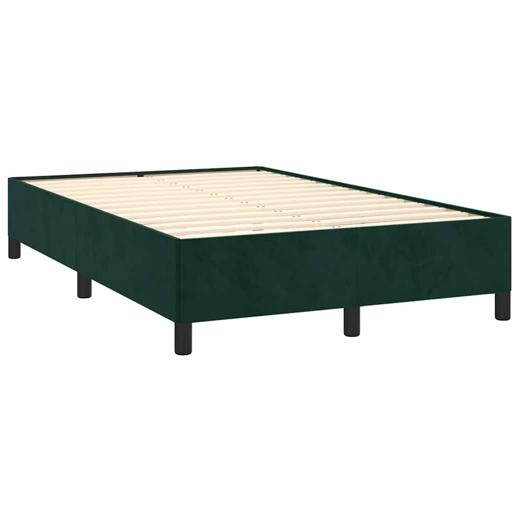 vidaXL Κρεβάτι Boxspring με Στρώμα Σκούρο Πράσινο 120x190εκ. Βελούδινο