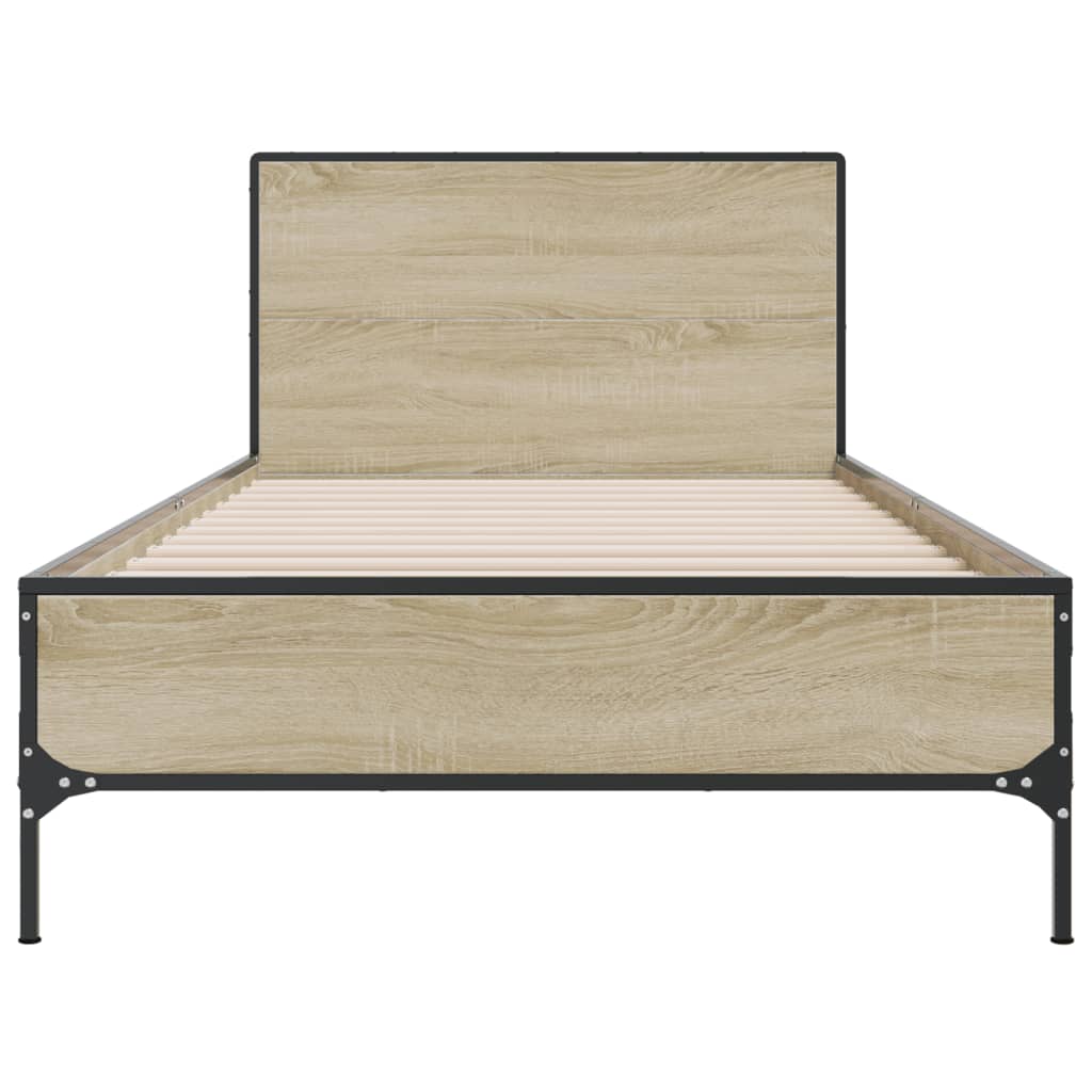 vidaXL Πλαίσιο Κρεβατιού Sonoma Δρυς 90x200 εκ. Επεξ. Ξύλο & Μέταλλο