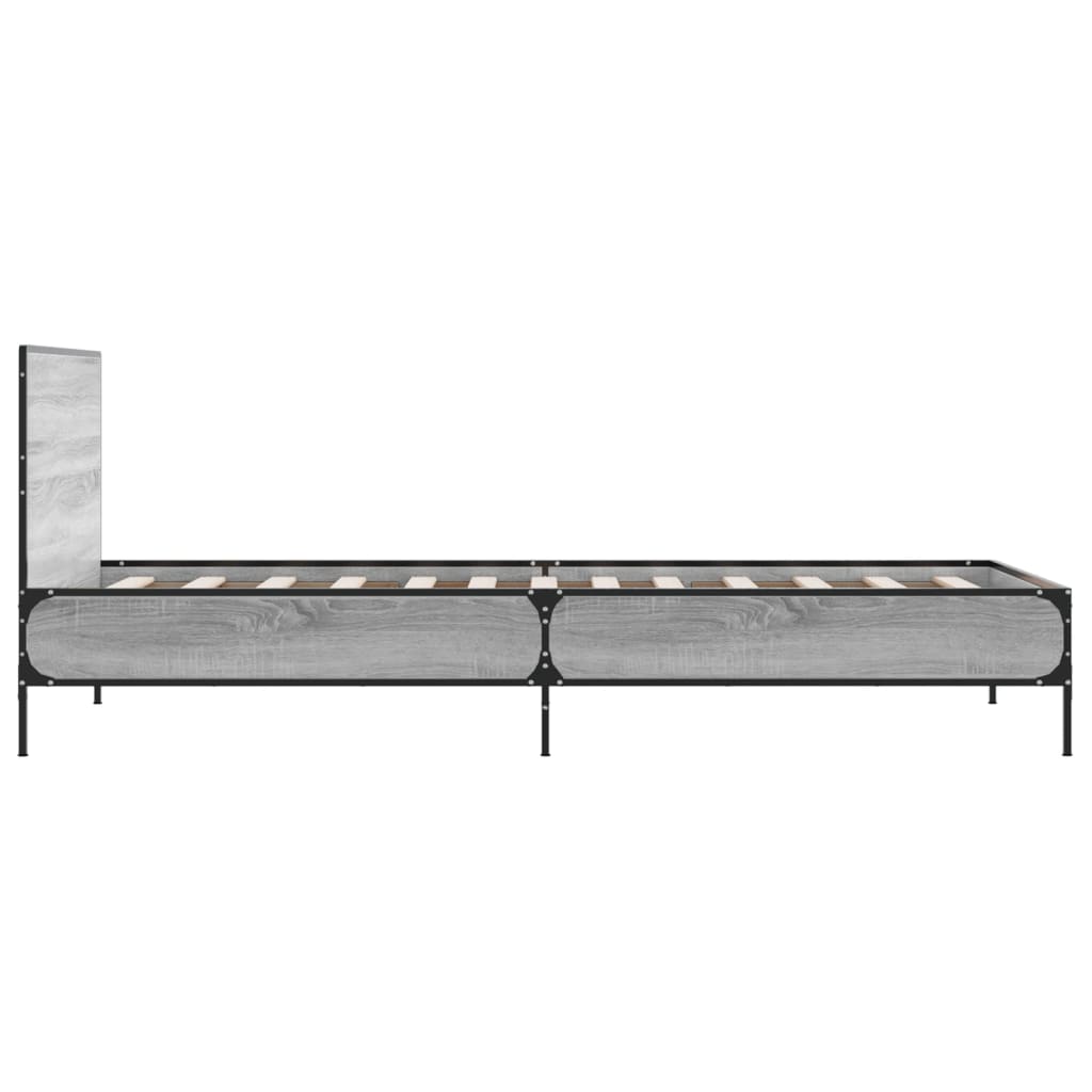 vidaXL Πλαίσιο Κρεβατιού Γκρι Sonoma 90x200 εκ. Επεξ. Ξύλο & Μέταλλο