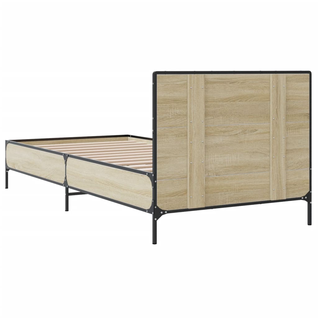 vidaXL Πλαίσιο Κρεβατιού Sonoma Δρυς 100x200 εκ. Επεξ. Ξύλο & Μέταλλο
