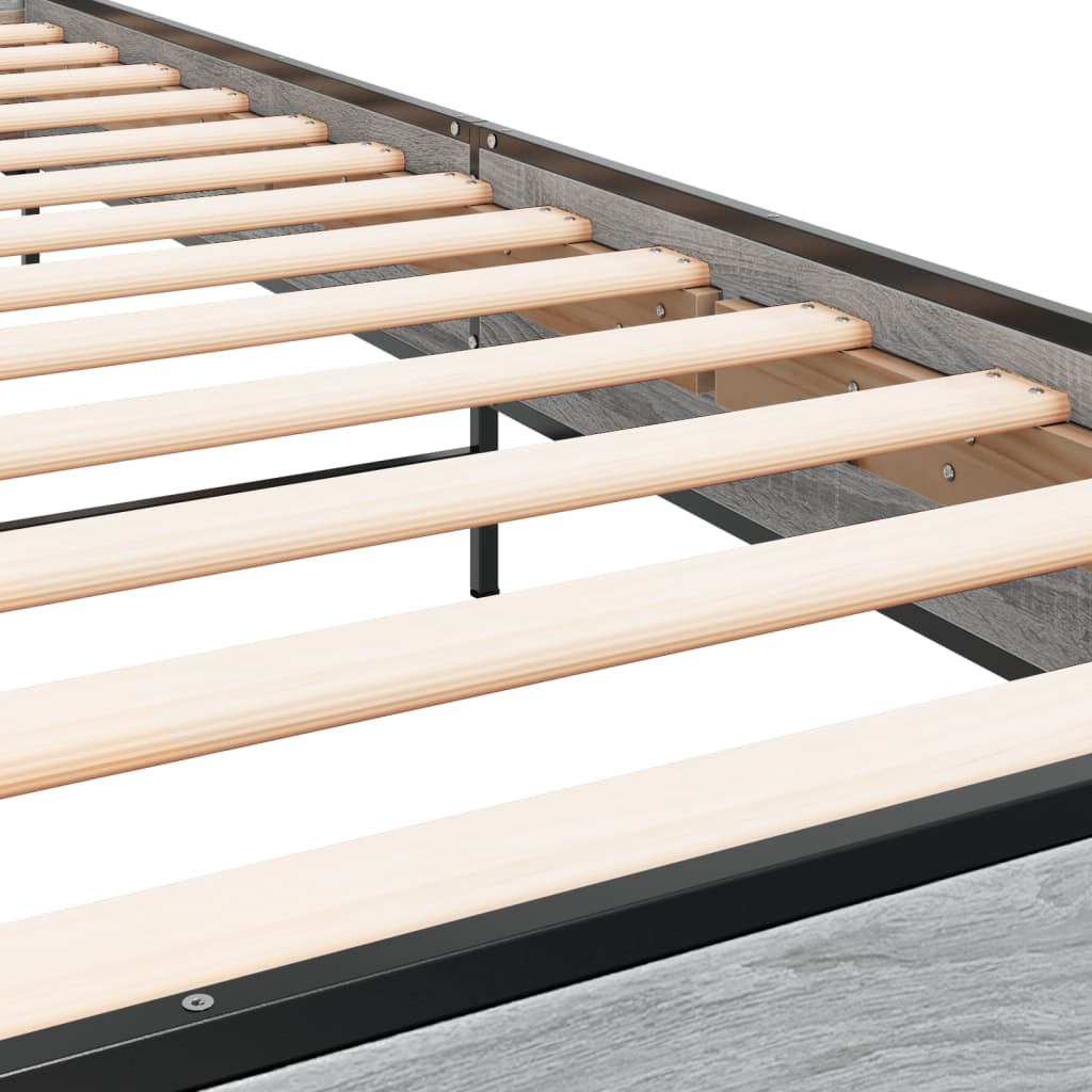 vidaXL Πλαίσιο Κρεβατιού Γκρι Sonoma 100x200 εκ. Επεξ. Ξύλο & Μέταλλο