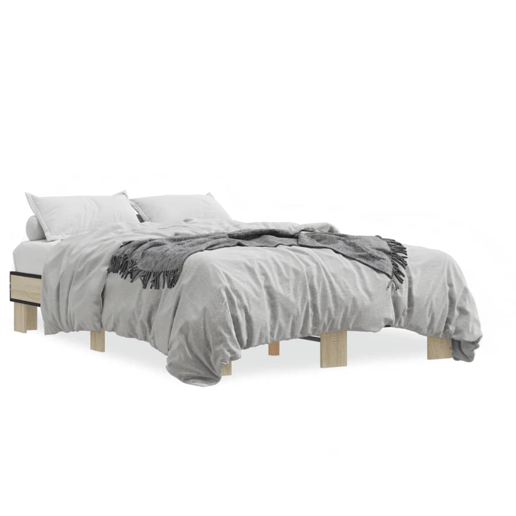 vidaXL Πλαίσιο Κρεβατιού Sonoma Δρυς 120x200 εκ. Επεξ. Ξύλο & Μέταλλο