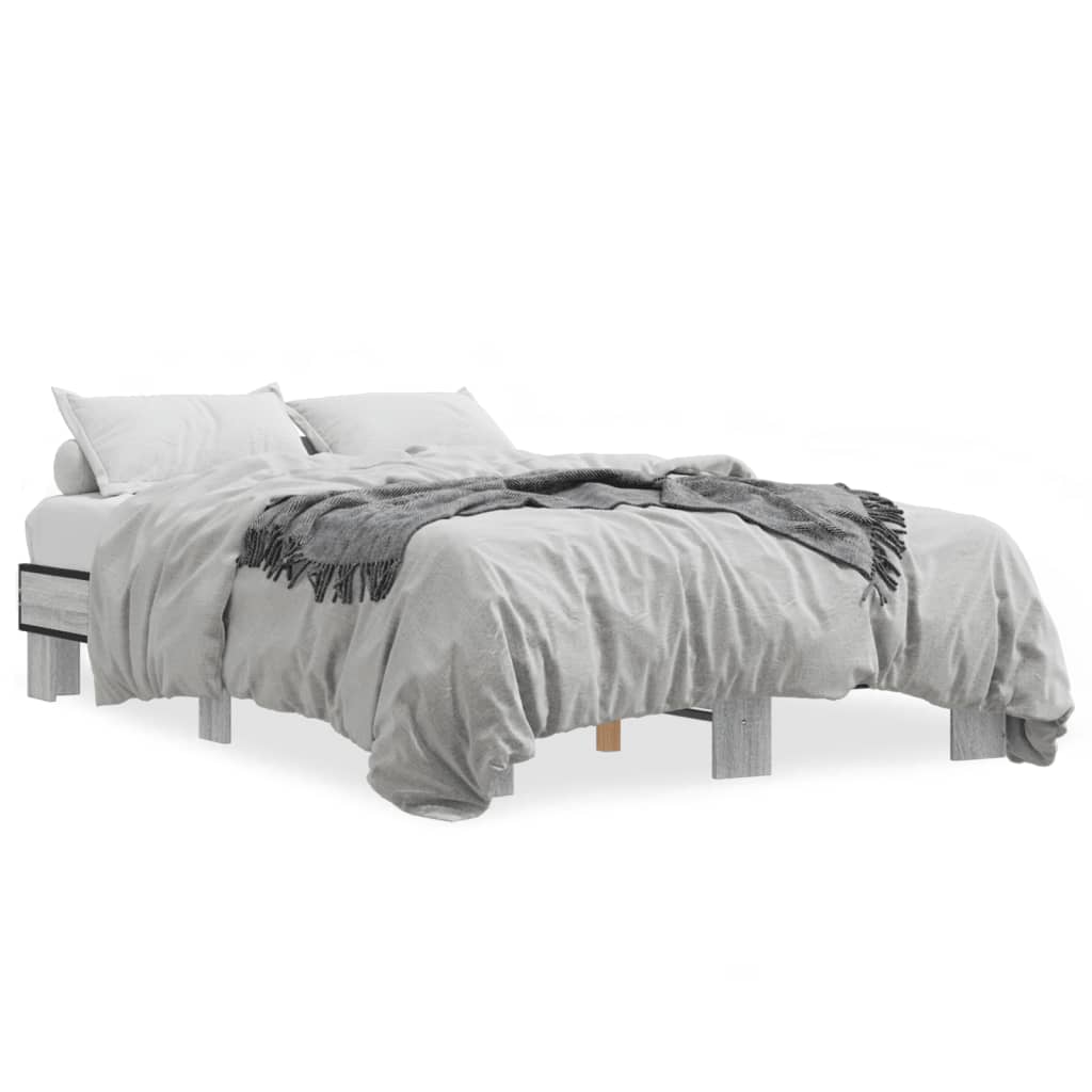 vidaXL Πλαίσιο Κρεβατιού Γκρι Sonoma 120x200 εκ. Επεξ. Ξύλο & Μέταλλο